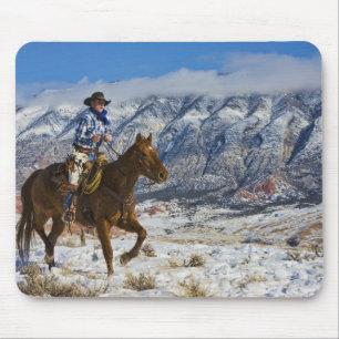 Cowboy auf Pferd mit Lederschäften Mousepad