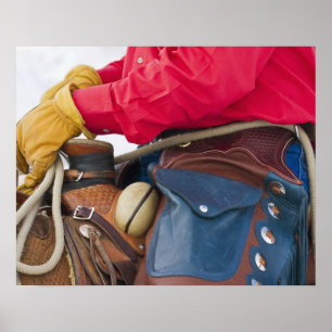 Cowboy auf Pferd mit Lederschäften Poster