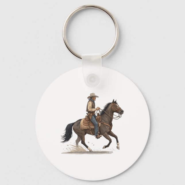 Cowboy auf Pferd Schlüsselanhänger (Vorderseite)