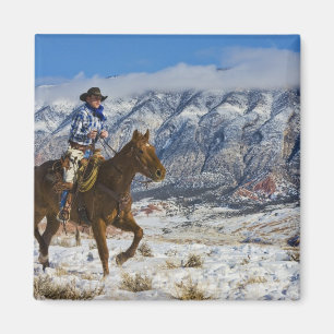 Cowboy auf Pferdetragenden Leder-Typen 2 Magnet