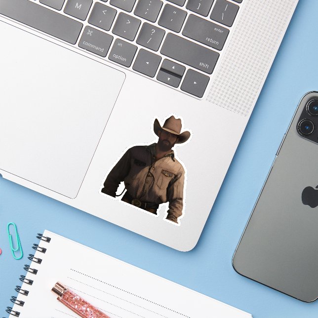 Cowboy Aufkleber (Laptop mit iPhone)