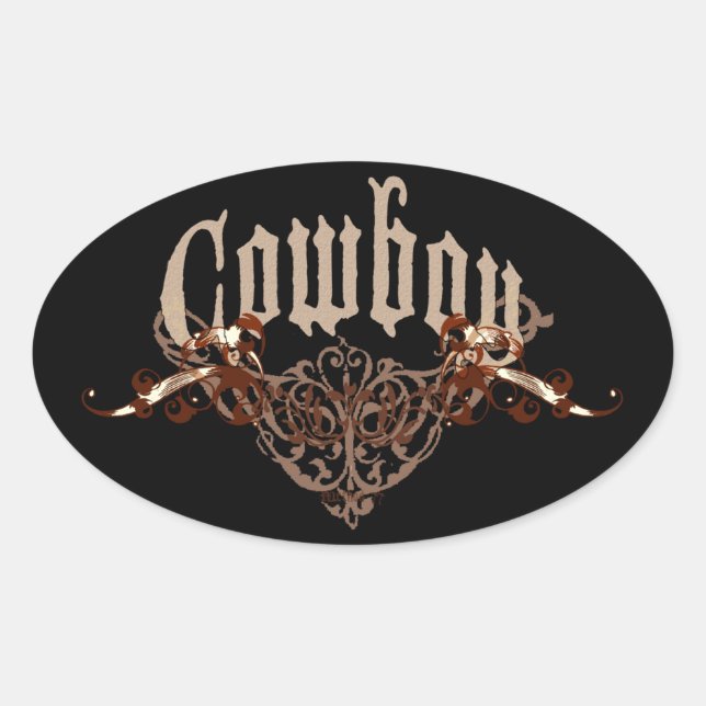 Cowboy-Aufkleber Ovaler Aufkleber (Vorderseite)