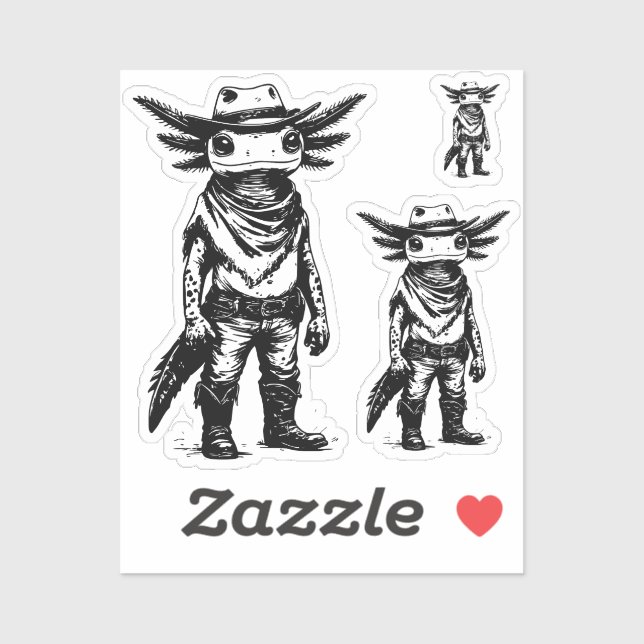 Cowboy-Axolotl Aufkleber (Blatt)