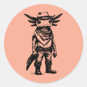 Cowboy-Axolotl Runder Aufkleber