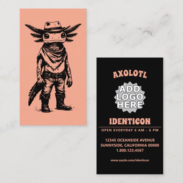 Cowboy-Axolotl Visitenkarte (Vorne/Hinten)
