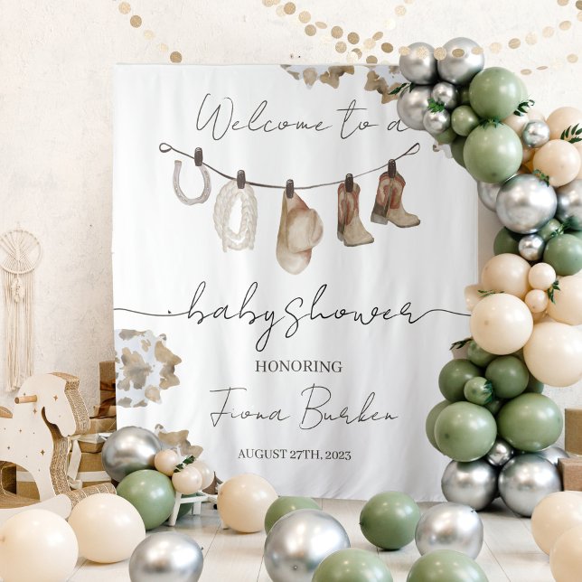 Cowboy Baby Dusche Begrüßungszeichen. Wandteppich (Von Creator hochgeladen)