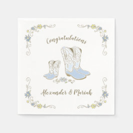 Cowboy Baby Dusche Country Western Blue Boy Serviette