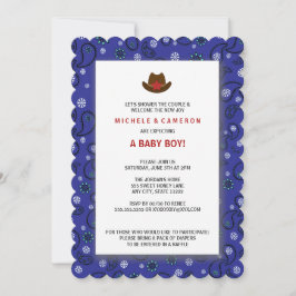 Cowboy Baby Dusche Einladung WESTERN BLUE BANDANA