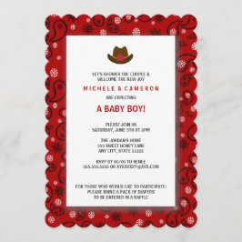 Cowboy Baby Dusche Einladung WESTERN RED BANDANA