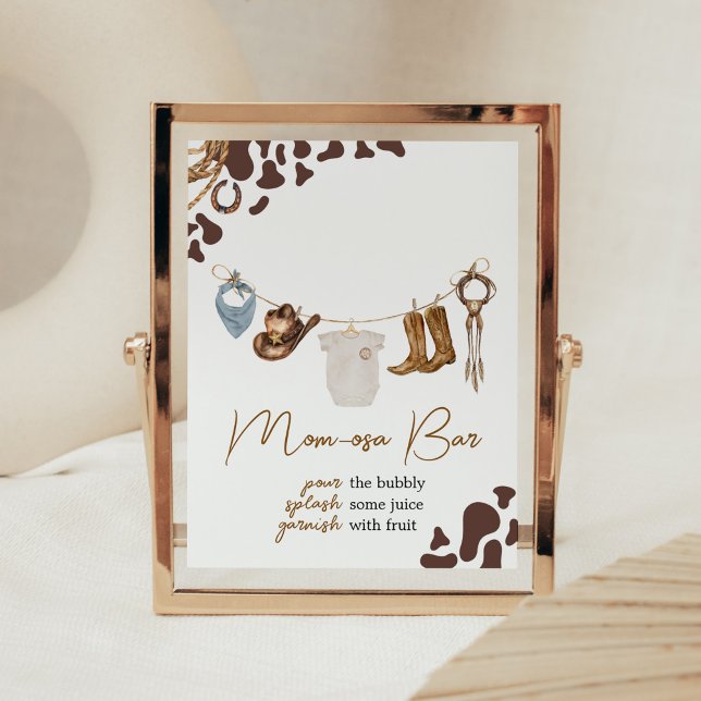 Cowboy Baby Dusche Mama Osa Bar Poster (Wild West Rodeo Baby Shower Mom Osa Bar Sign)