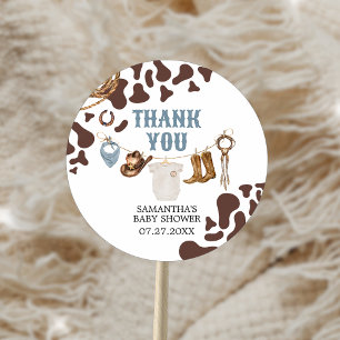 Cowboy Baby-Dusche Runder Aufkleber