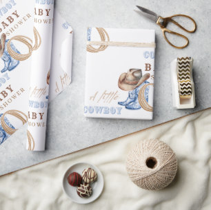 Cowboy Baby Dusche Wasserfarbe Rustikal Geschenkpapier