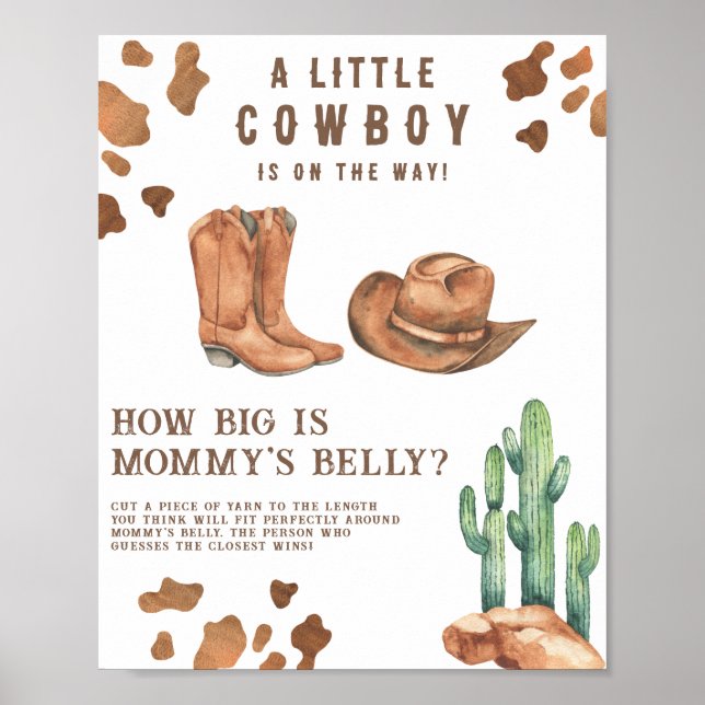 Cowboy Baby Dusche Wie groß ist Mama's Bauchspiel Poster (Vorne)