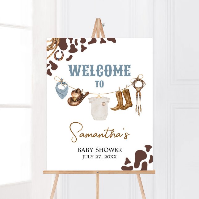 Cowboy Baby Dusche Willkommen Poster (Wild West Rodeo Baby Shower Welcome Sign)