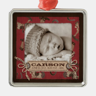 Cowboy-Baby-Foto-Verzierung Ornament Aus Metall