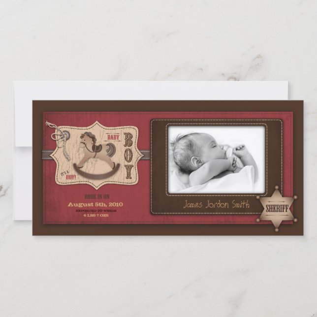 Cowboy Baby-Fotokarte Ankündigung (Vorderseite)
