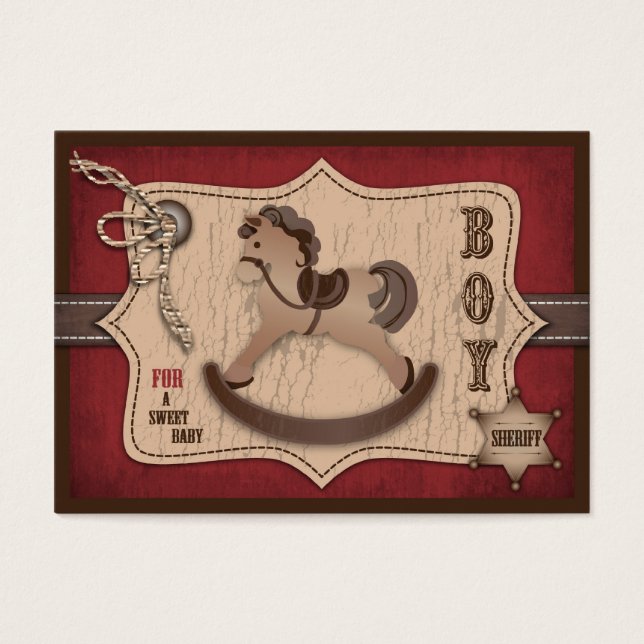 Cowboy Baby-Geschenk-Tag (Vorderseite)