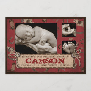 Cowboy-Baby-Mitteilungs-Karte 2 Ankündigung