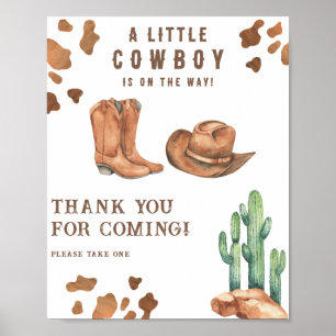 Cowboy-Baby-Party Danke fürs Kommen Poster