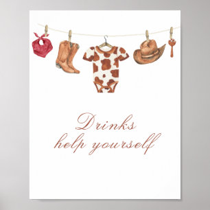 Cowboy-Baby-Party - Getränke, bedient euch selbst Poster