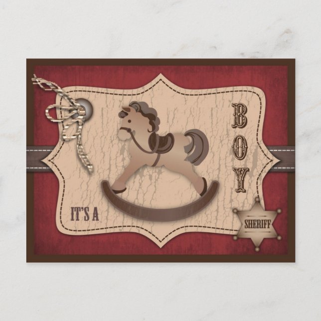 Cowboy Baby Postcard Ankündigungspostkarte (Vorderseite)