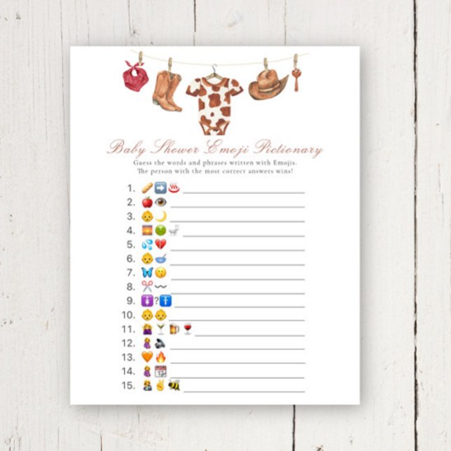 Cowboy baby shower Emoji picture game (Von Creator hochgeladen)