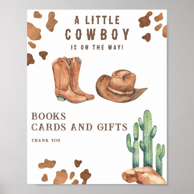 Cowboy-Babydusche - Bücherkarten und Geschenkposte Poster (Vorne)