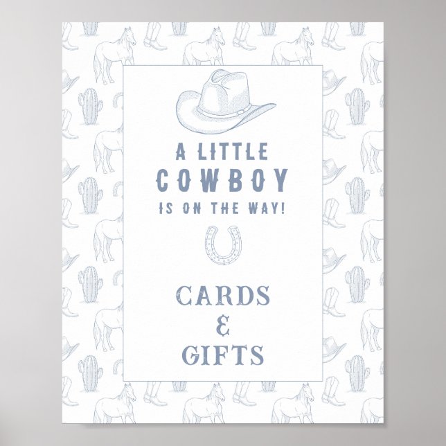 Cowboy Babydusche Karten und Geschenke Poster (Vorne)