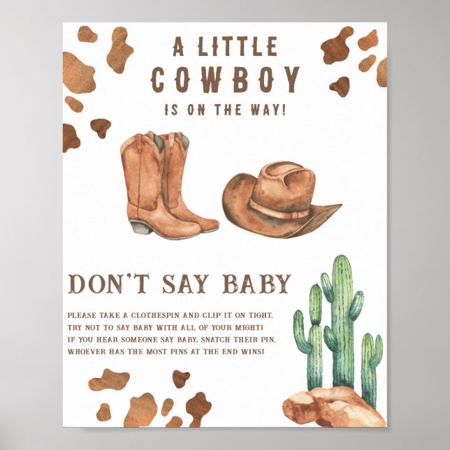 Cowboy-Babydusche Sag nicht, Baby Poster (Vorne)