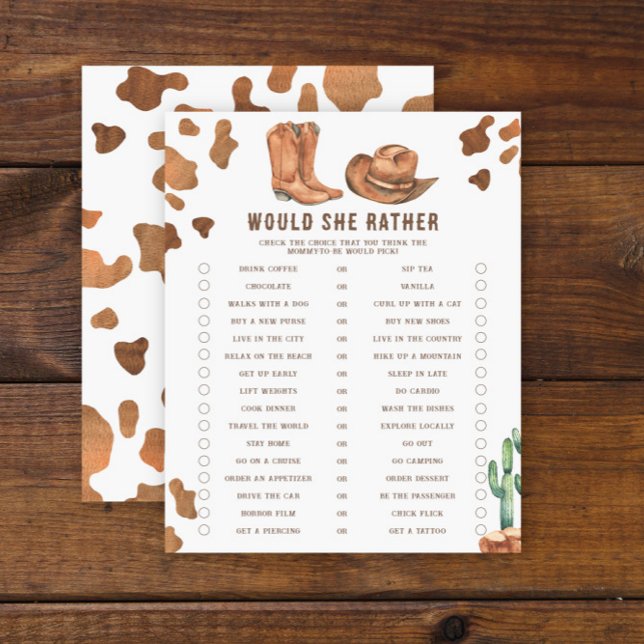 Cowboy-Babydusche - Würde sie lieber (Von Creator hochgeladen)