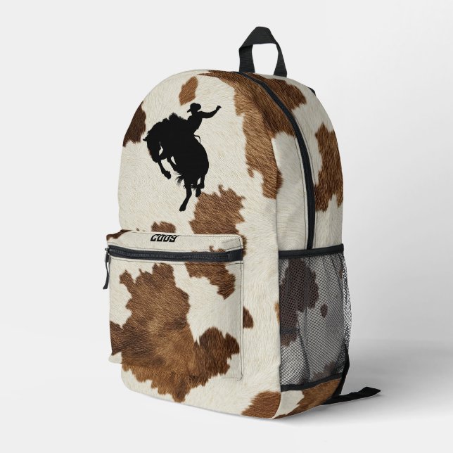 Cowboy-Backpack | Personalisierter Western Rodeo Bedruckter Rucksack (Rückseitige Ecke Rechts)