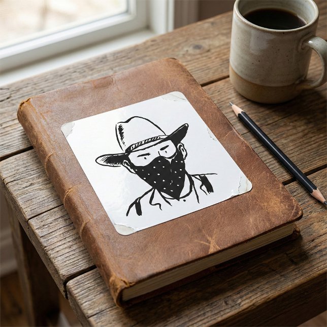 Cowboy Bandit Quadratischer Aufkleber (Von Creator hochgeladen)