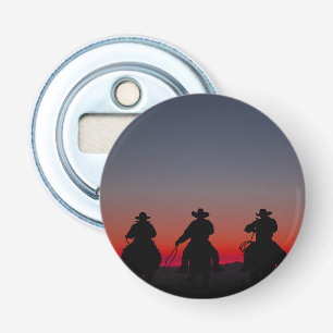 Cowboy bei Sonnenuntergang Flaschenöffner