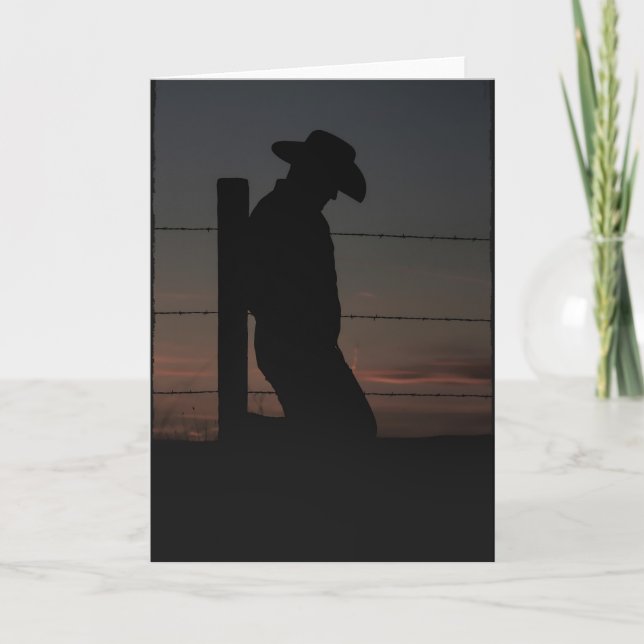 Cowboy bei Sonnenuntergang Karte (Vorderseite)