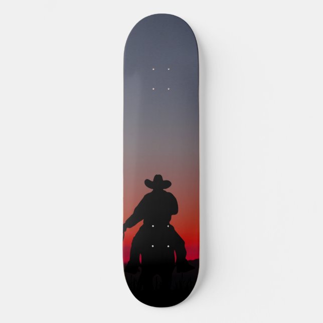 Cowboy bei Sonnenuntergang Skateboard (Vorderseite)