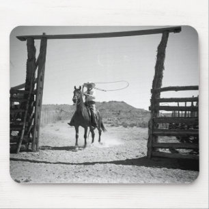 Cowboy beim Lassowerfen Mousepad