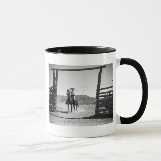 Cowboy beim Lassowerfen Tasse (Rechts)