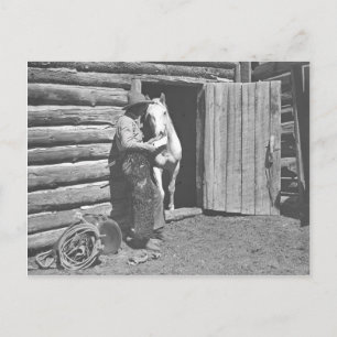 Cowboy beim Lesen eines Briefes Postkarte