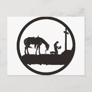 Cowboy beten postkarte
