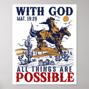 Cowboy-Bibel-Schriftvers Western Jesus für Männer Poster
