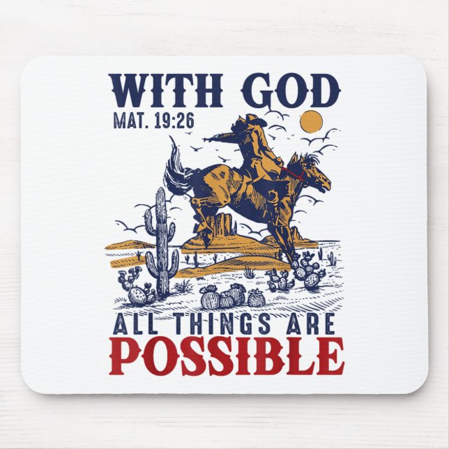Cowboy Bible Scripture Verse Western Jesus For Men Mousepad (Vorne)