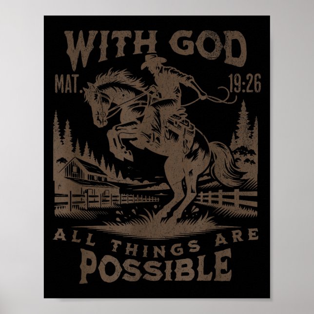 Cowboy Bible Scripture Verse Western Jesus For Men Poster (Vorne)