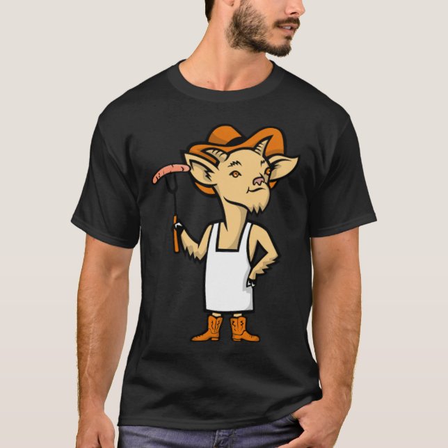 Cowboy Billy Goat Barbecue Koch Mascot Bäckerei 8. T-Shirt (Vorderseite)