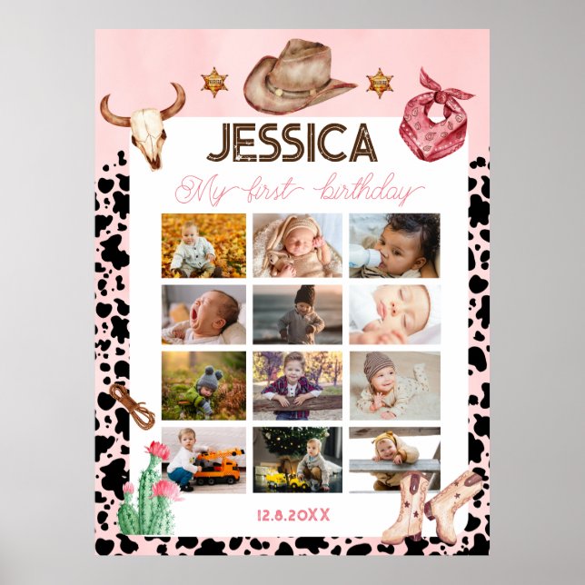 Cowboy Birthday 1. Rodeo Geburtstagsparty Poster (Vorne)