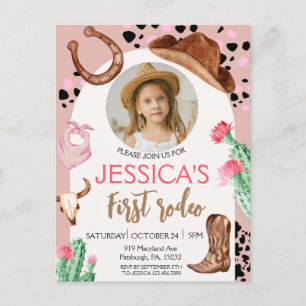 Cowboy Birthday 1. Rodeo Geburtstagsparty Postkarte