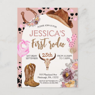 Cowboy Birthday 1. Rodeo Geburtstagsparty Postkarte