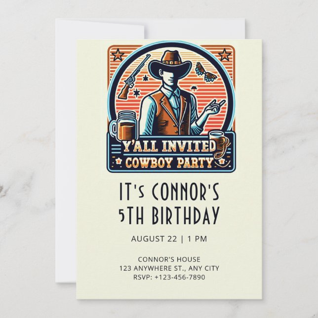 Cowboy Birthday Einladung (Vorderseite)