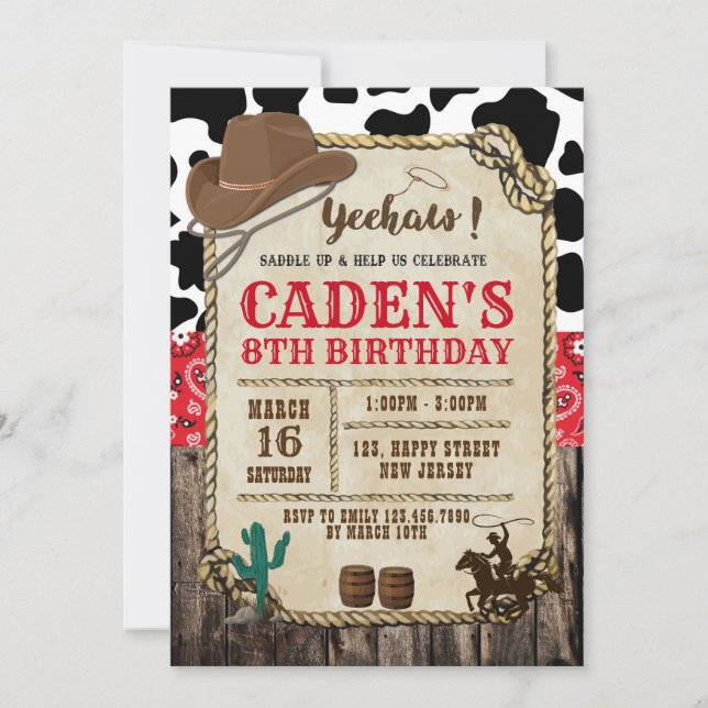 Cowboy Birthday Einladung (Vorderseite)