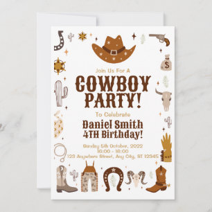 Cowboy Birthday Einladung