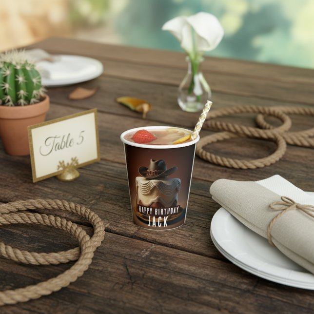 Cowboy Birthday Paper Cup - Rustikaler Western Cak Pappbecher (Von Creator hochgeladen)